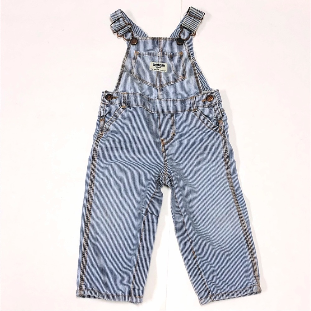 Oshkosh B’Gosh Striped Denim Train Conductor Overalls 12 months